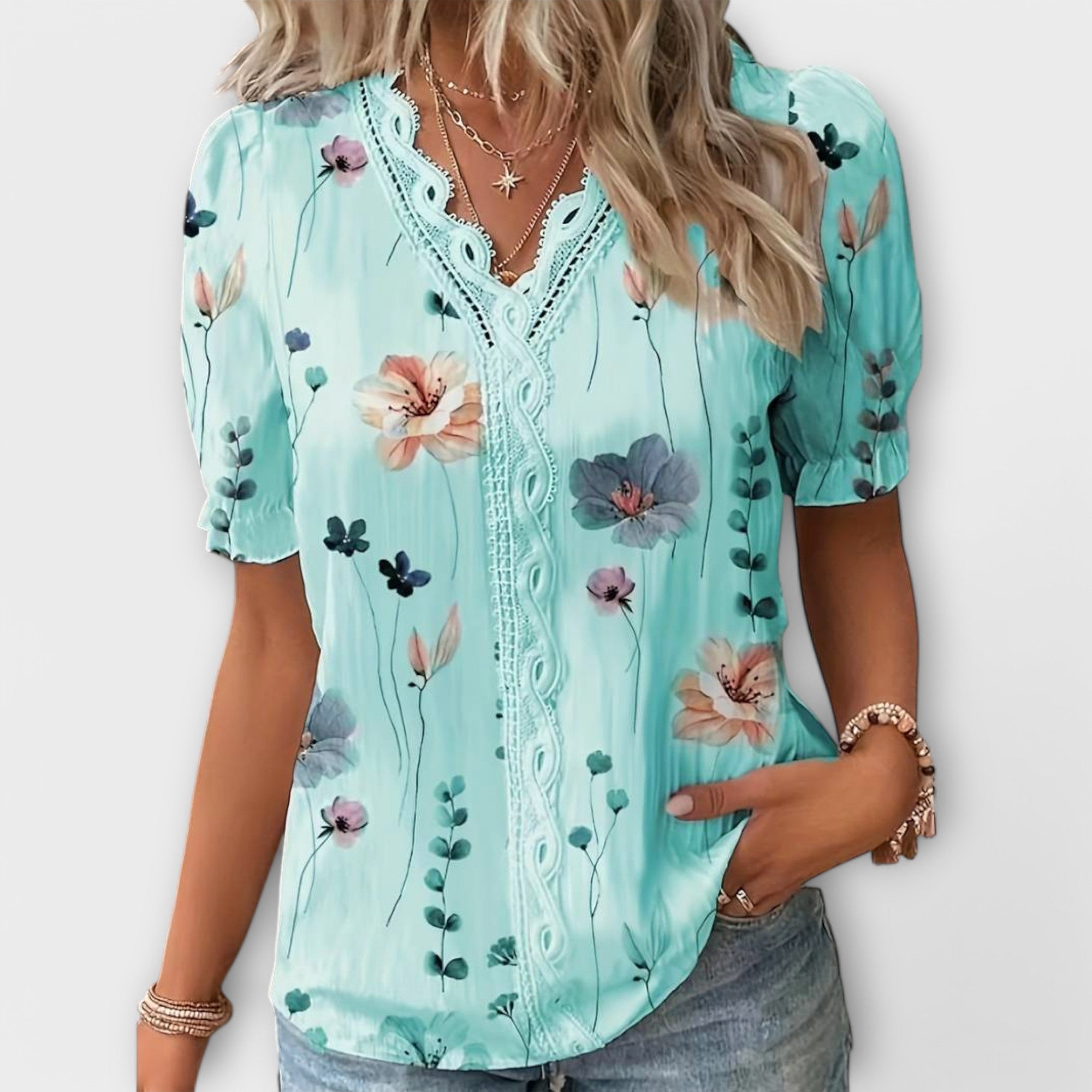 Blusa de Moda con Escote en V