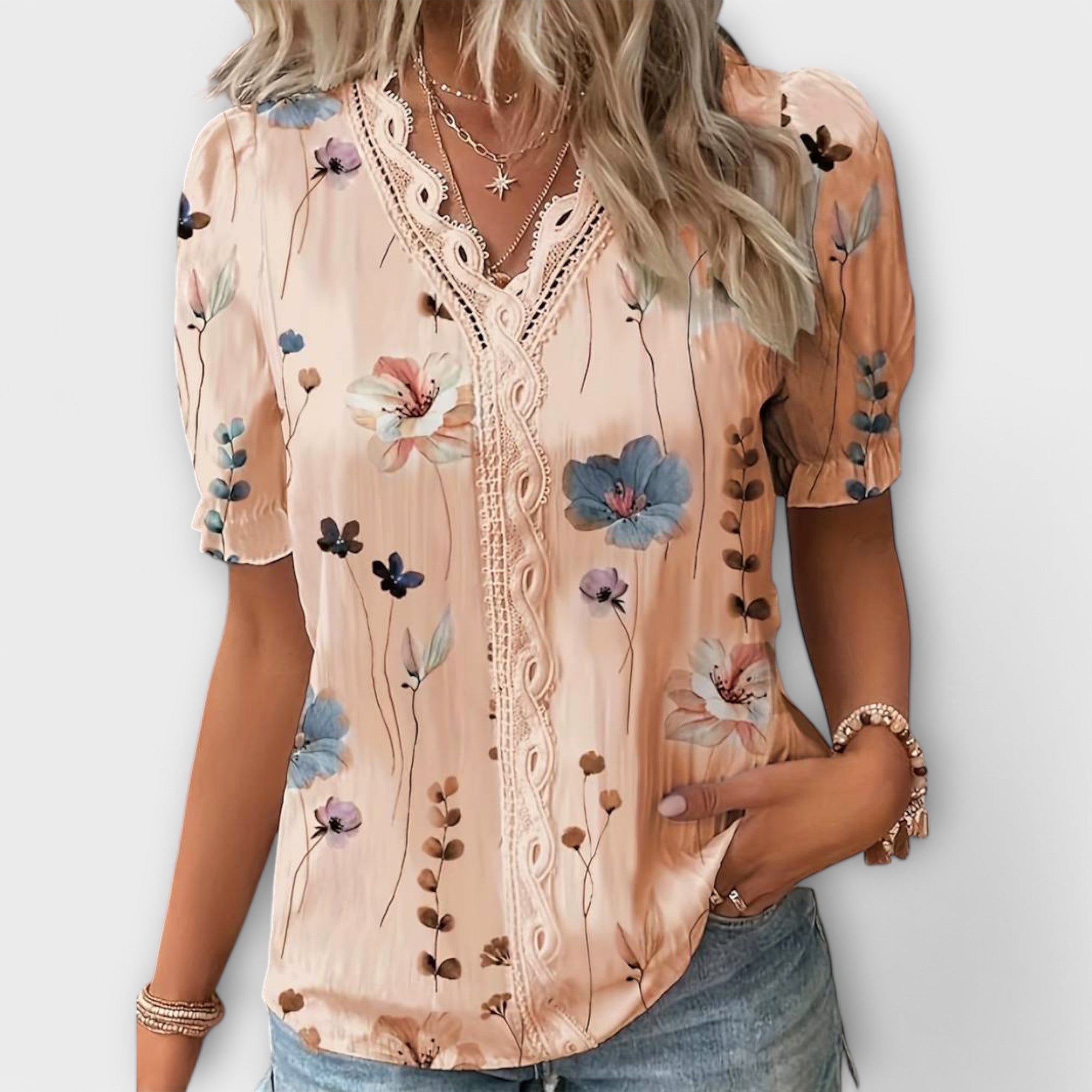 Blusa de Moda con Escote en V