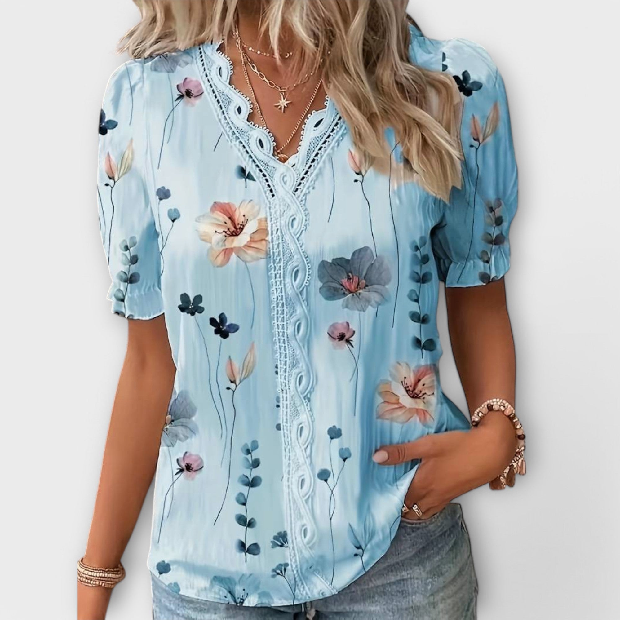 Blusa de Moda con Escote en V