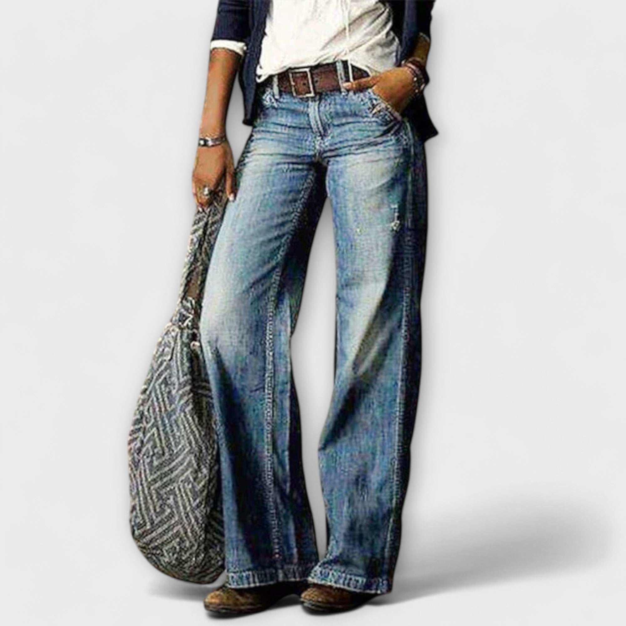 Pantalón de mezclilla de pierna ancha