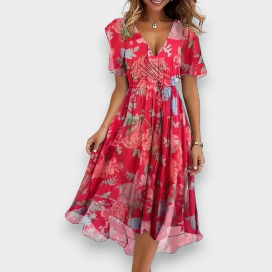 Elegante vestido con cuello en V