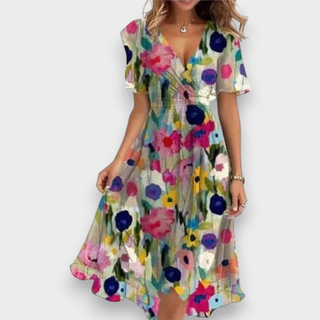 Elegante vestido con cuello en V