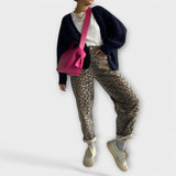 Jeans vintage con estampado de leopardo