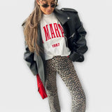 Jeans vintage con estampado de leopardo