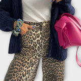 Jeans vintage con estampado de leopardo