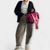 Jeans vintage con estampado de leopardo