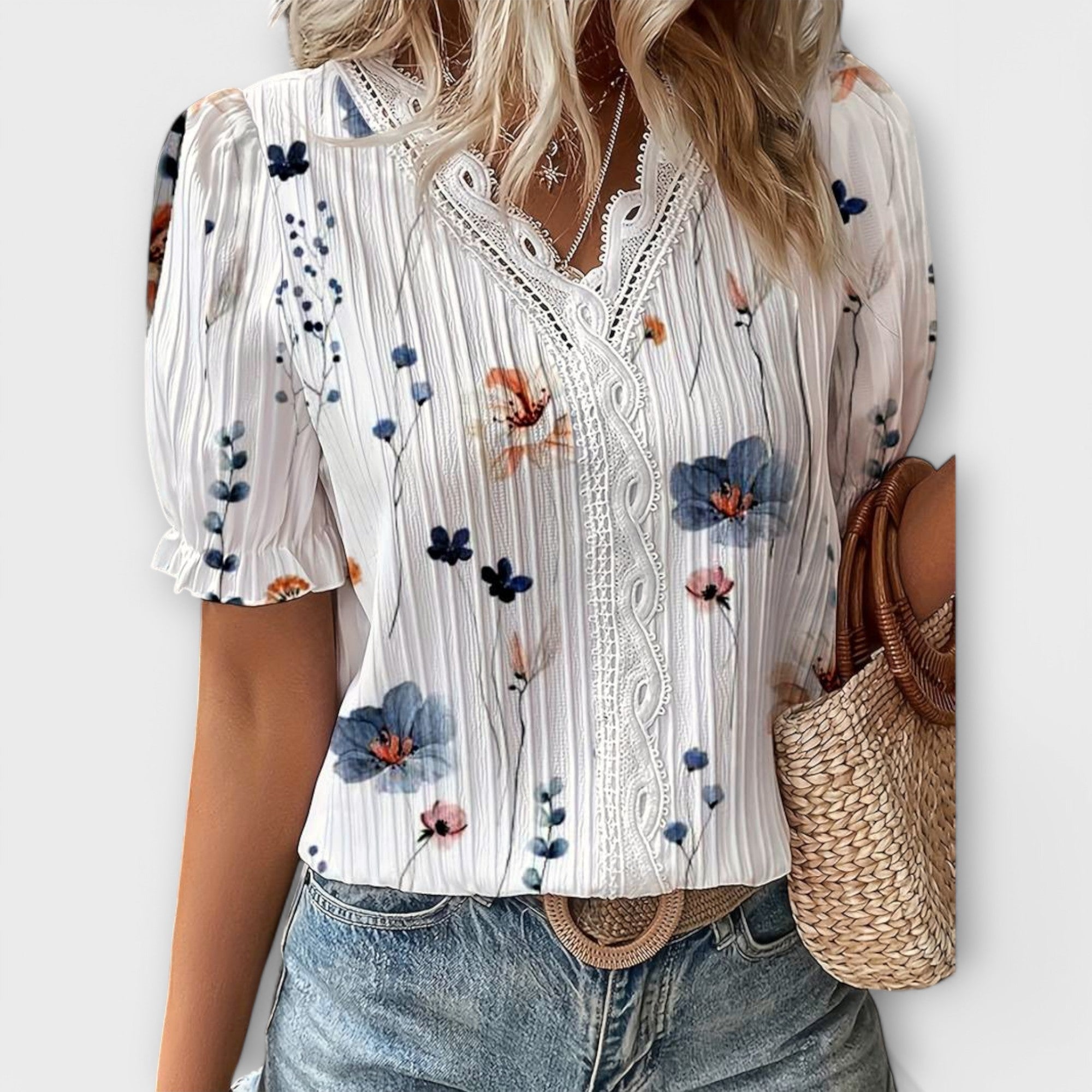 Blusa de Moda con Escote en V