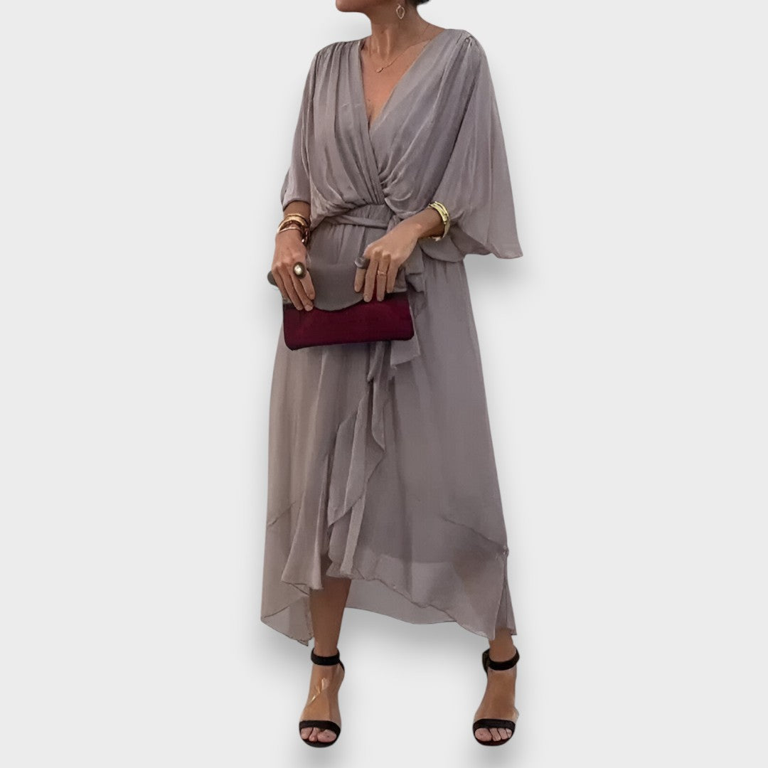 Vestido de gasa con escote en V