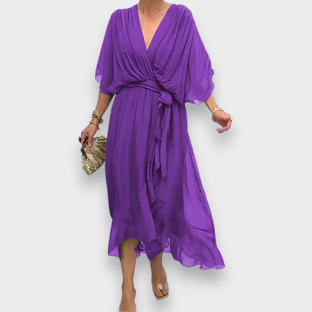 Vestido de gasa con escote en V