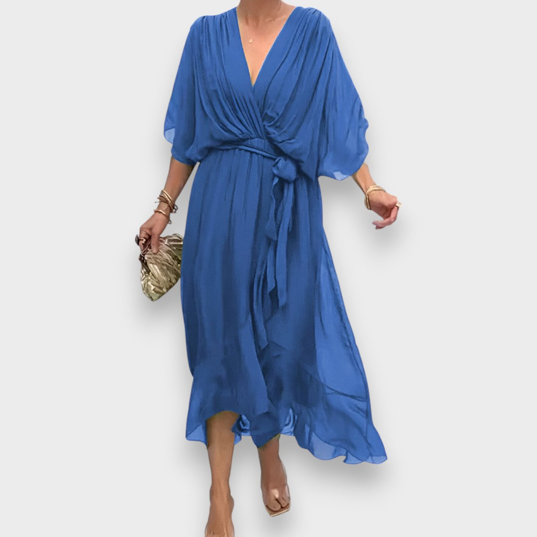 Vestido de gasa con escote en V