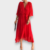 Vestido de gasa con escote en V